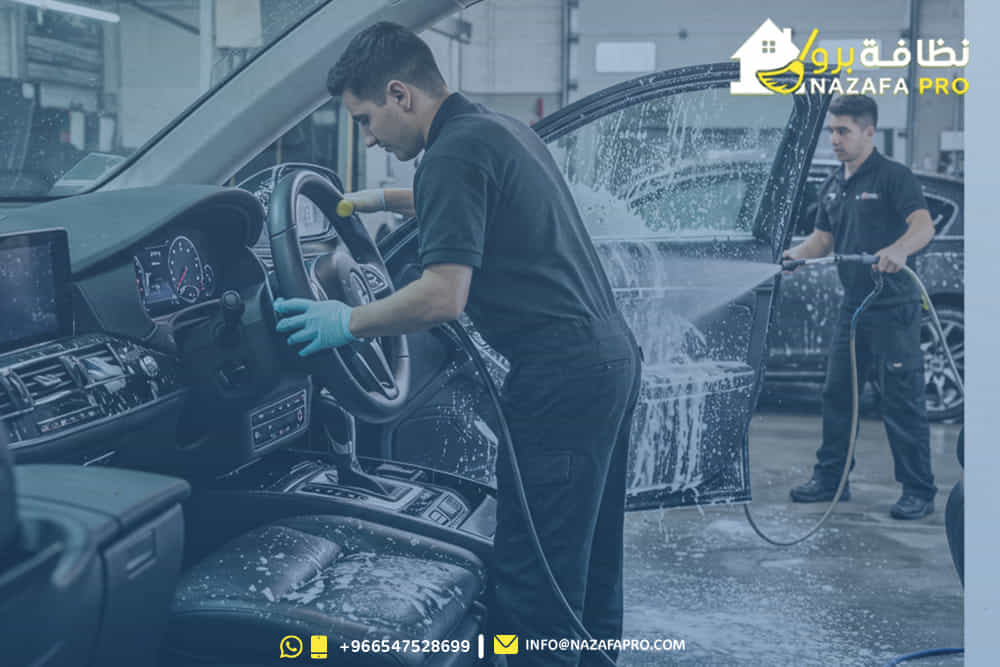 شركة تنظيف بحفر الباطن نظافة برو تقدم خدمات تنظيف السيارات داخلياً وخارجياً باحترافية، باستخدام أحدث التقنيات ومواد التنظيف الآمنة لضمان نتائج مبهرة